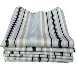 Portmeirion Stella Napkins Set of 6  Cotton Blue Brown Stripe